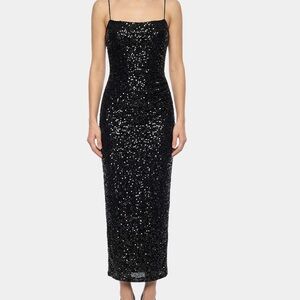 Bardot Black Sequin Midi Dress